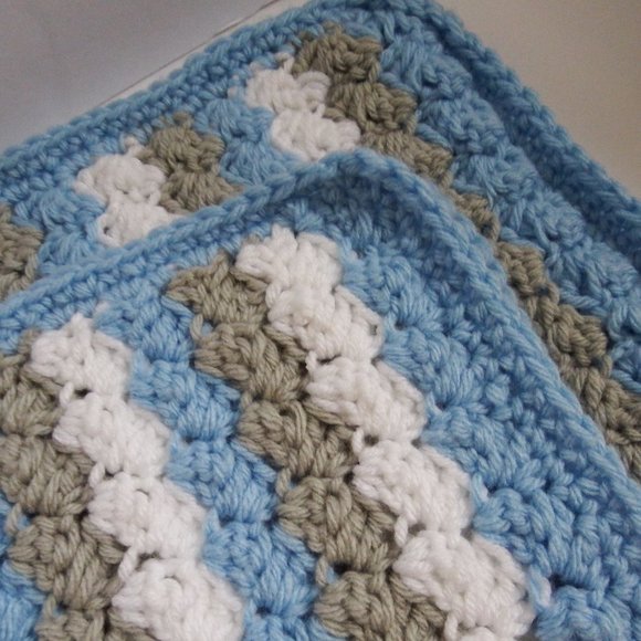 NEW Baby Boy Blanket Hand Crocheted - Picture 2 of 3